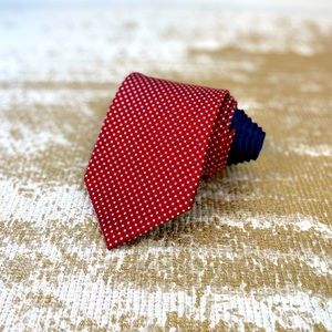 TOMMY HILFIGER Men’s Red & Navy Silk Necktie | Office Business Career Work